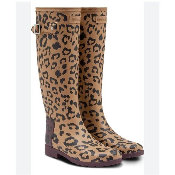 Hunter Refined Tall Leopard Original Rain Boots, US 6 / 37 - Picture 1 of 12